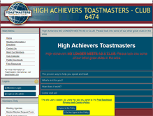 Tablet Screenshot of highachievers.toastmastersclubs.org