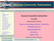 Tablet Screenshot of manassas.toastmastersclubs.org